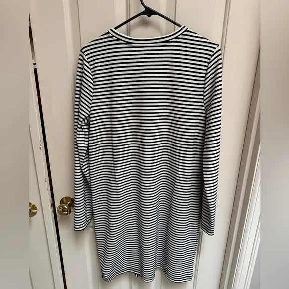 LOFT Navy and White Stripe Button Dress - Picture 6 of 6